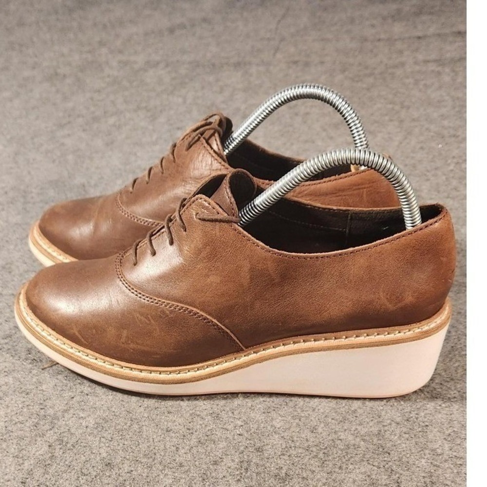 Camper Womens 10 Brown Leather Oxford Wedge Platform Magna Re-Walk 200032-003 - Picture 2 of 10
